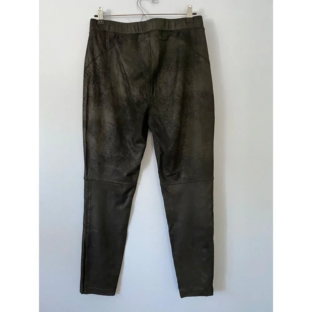 Free People Size Medium Midnight Vegan Suede Skinny Black High Rise Leggings
